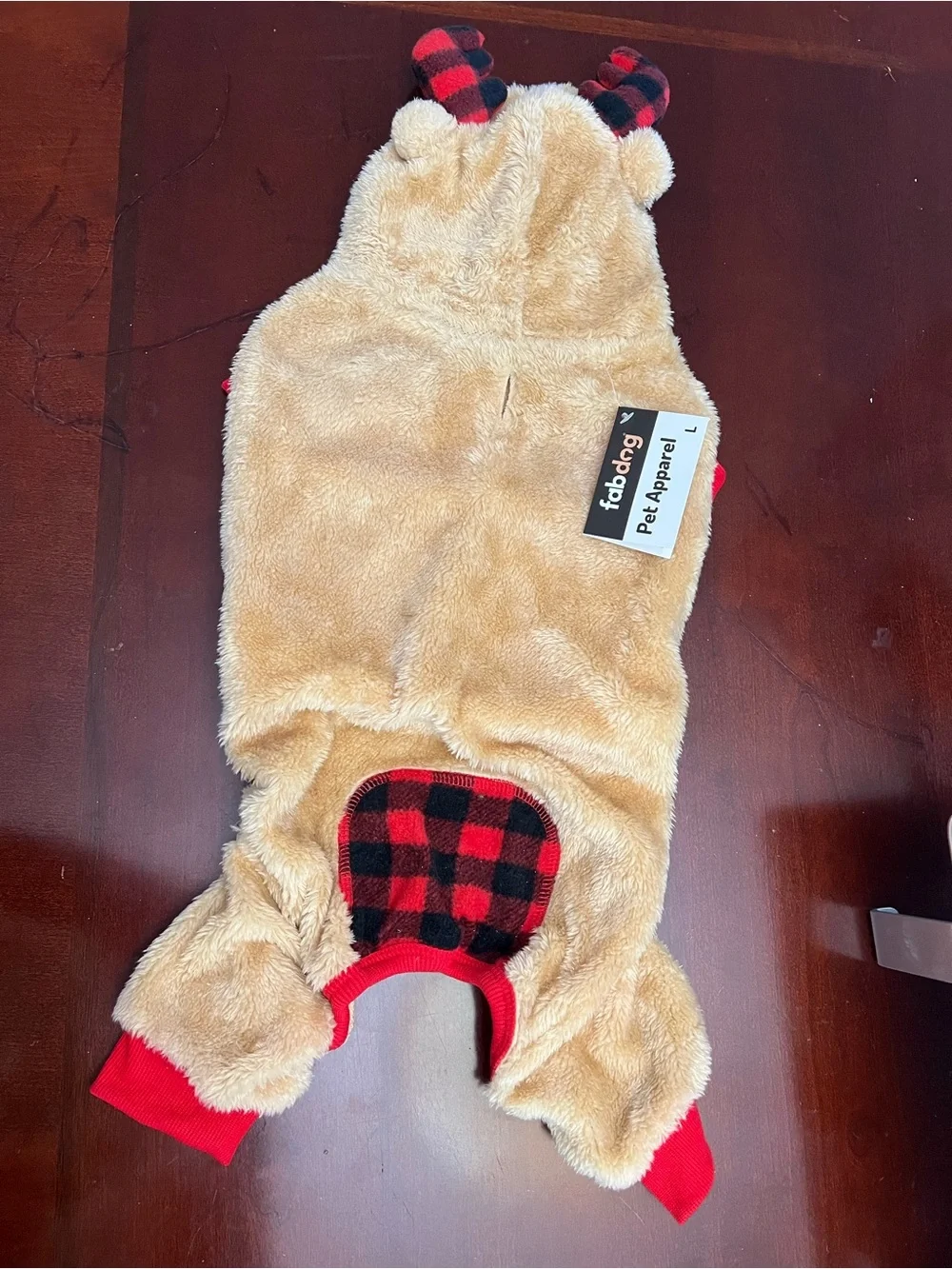 FABDOG BUFFALO PLAID REINDEER PET COSTUME – EXTRA SMALL  or Large